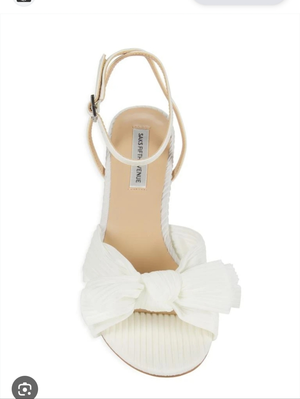 Saks Fifth Avenue Ivory / White Bow Ankle-Strap Sandals